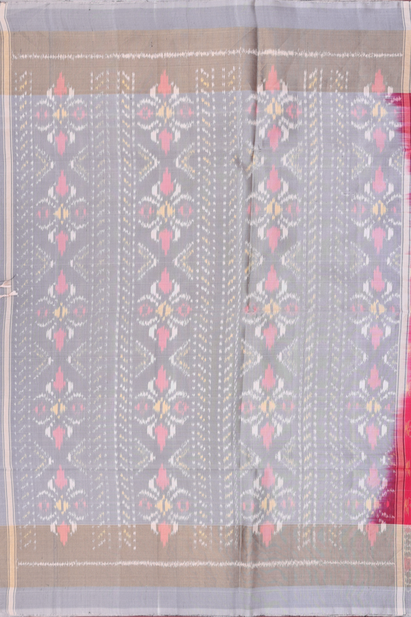 Soft Silk Saree In Red With Chevron Design