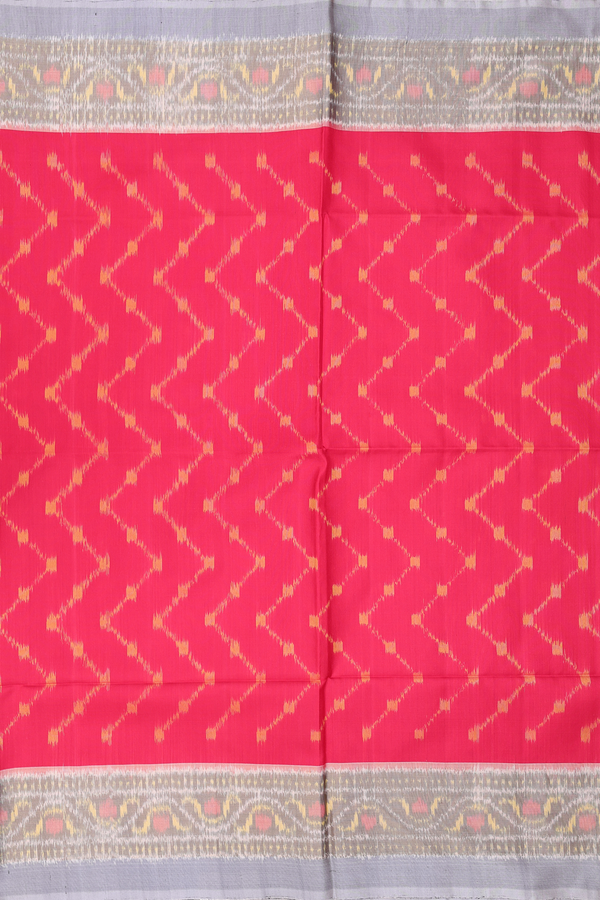 Soft Silk Saree In Red With Chevron Design