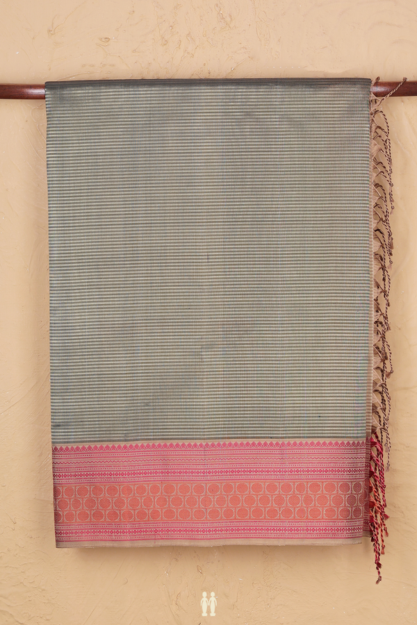 Soft Silk Saree In Dusty Olive With Stripes Design