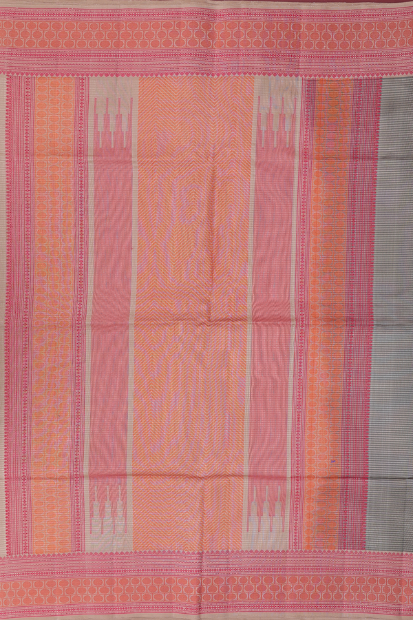 Soft Silk Saree In Dusty Olive With Stripes Design