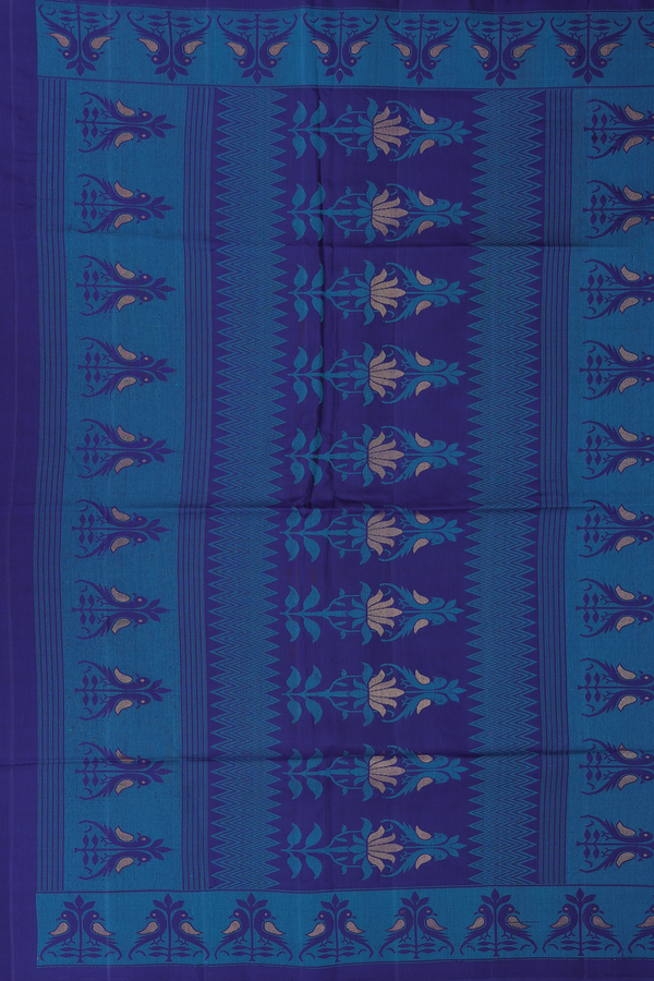 Soft Silk Saree In Royal Blue With Floral Buttas
