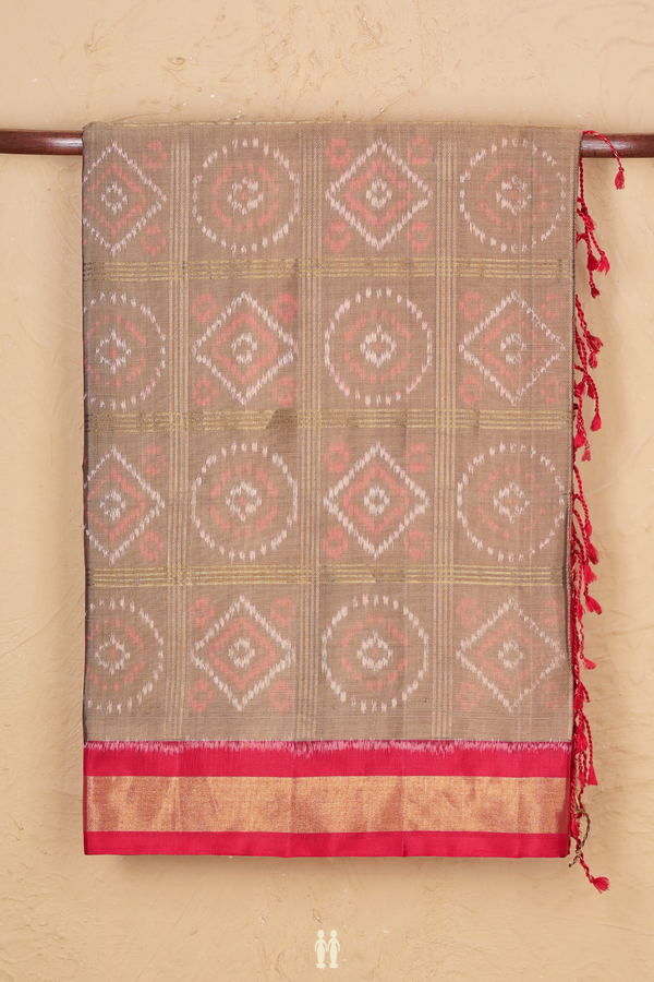 Soft Silk Saree In Brown With Checks Design