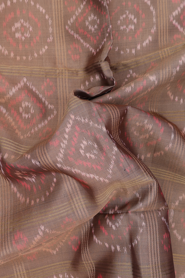 Soft Silk Saree In Brown With Checks Design