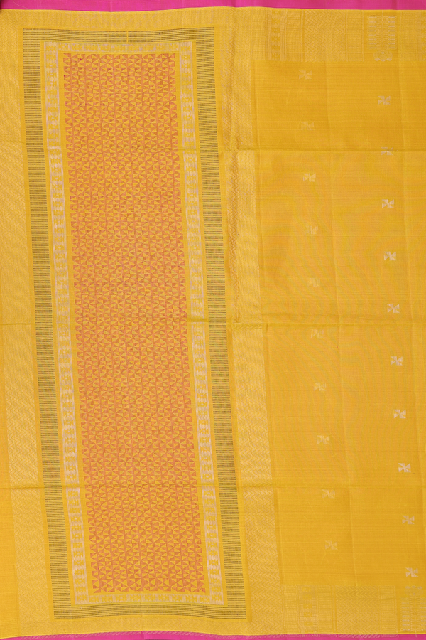 Soft Silk Saree In Yellow With Zari Buttas
