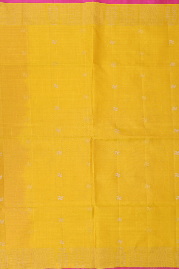 Soft Silk Saree In Yellow With Zari Buttas