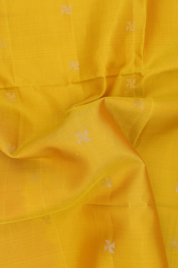 Soft Silk Saree In Yellow With Zari Buttas