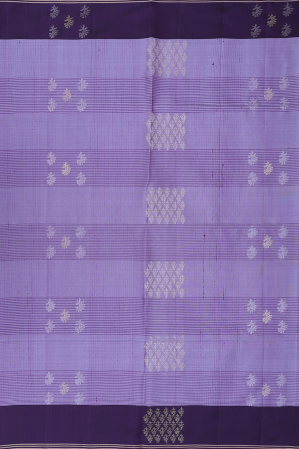 Soft Silk Saree In Lavender Grey With Stripes Design