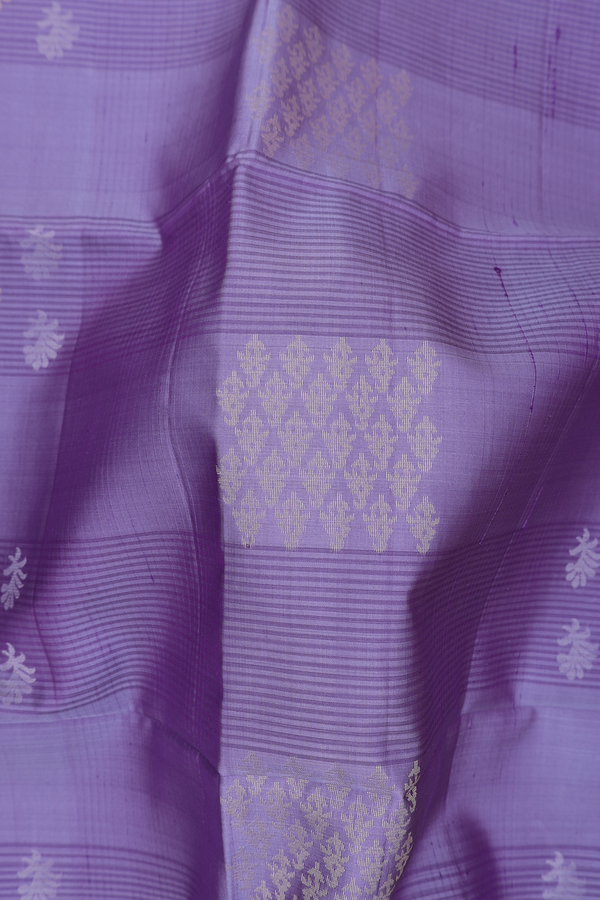 Soft Silk Saree In Lavender Grey With Stripes Design