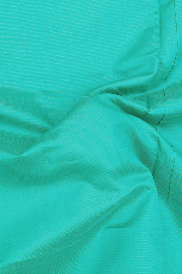 Silk Cotton Saree In Sea Green With Stripes Design