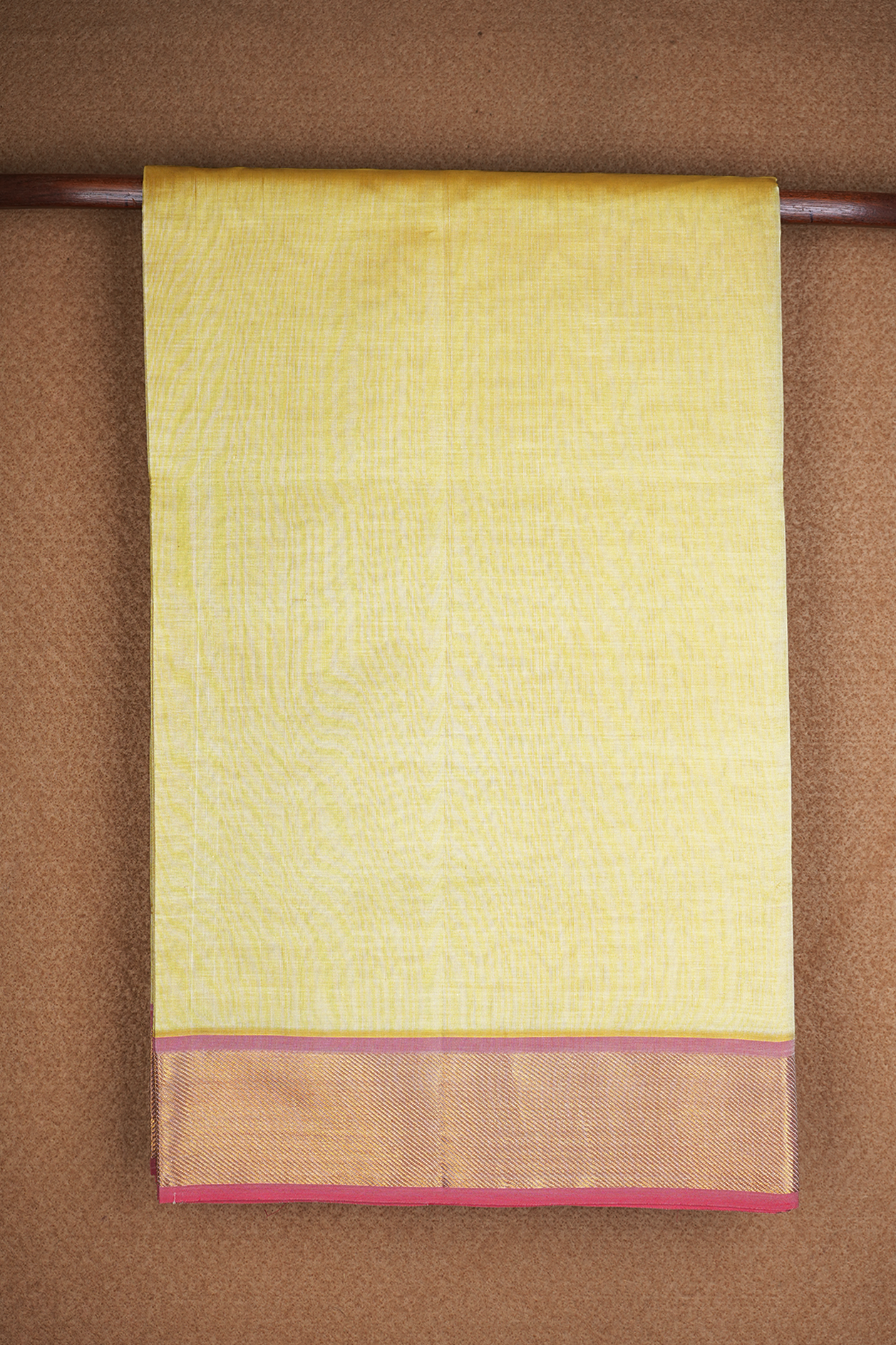 Twill Weave Zari Border Pastel Yellow Poly Cotton Saree