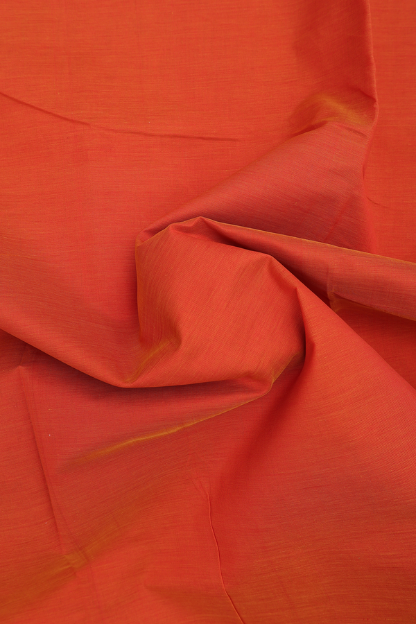 Poly Cotton Saree In Orange With Contrast Border