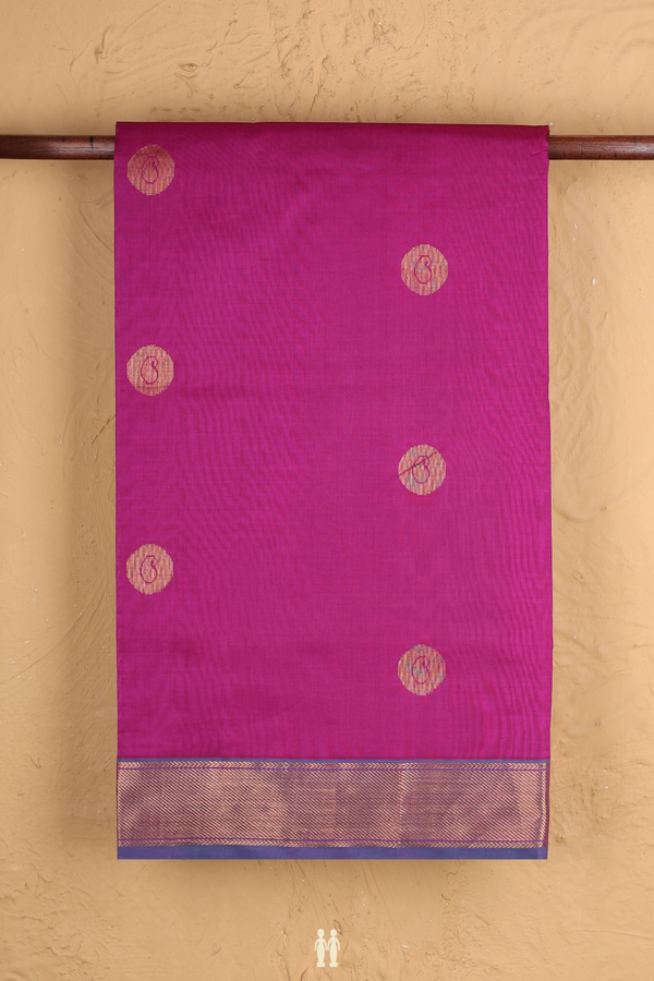 Semi Silk Cotton Saree In Purple Rose With Paisley Buttas