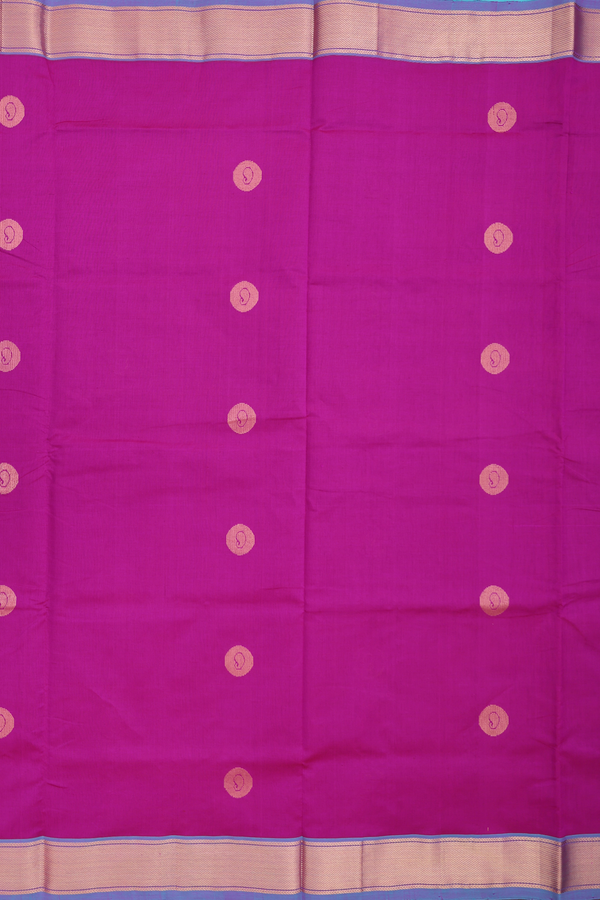 Semi Silk Cotton Saree In Purple Rose With Paisley Buttas