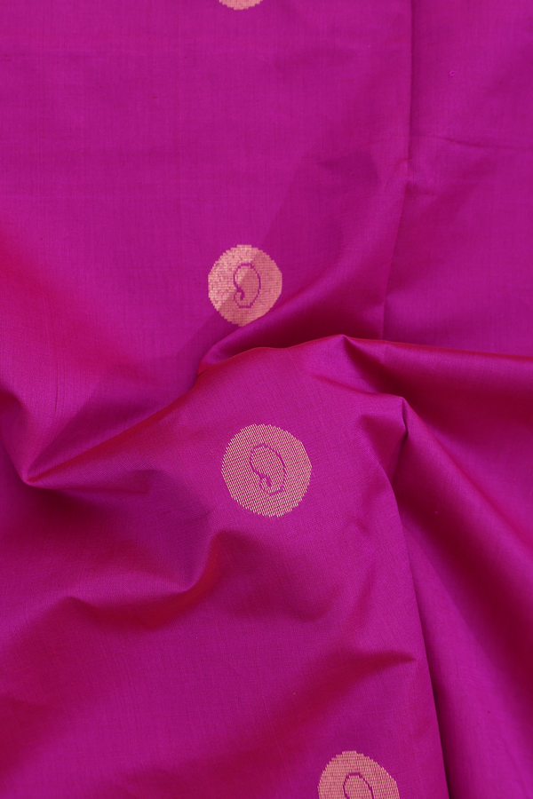 Semi Silk Cotton Saree In Purple Rose With Paisley Buttas