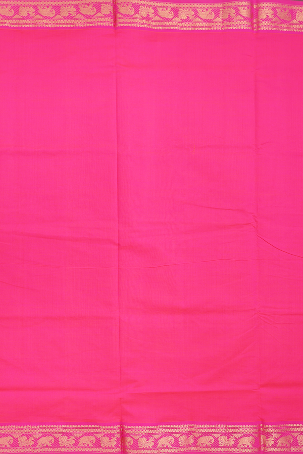 Semi Silk Cotton Saree In Rani Pink With Zari Border