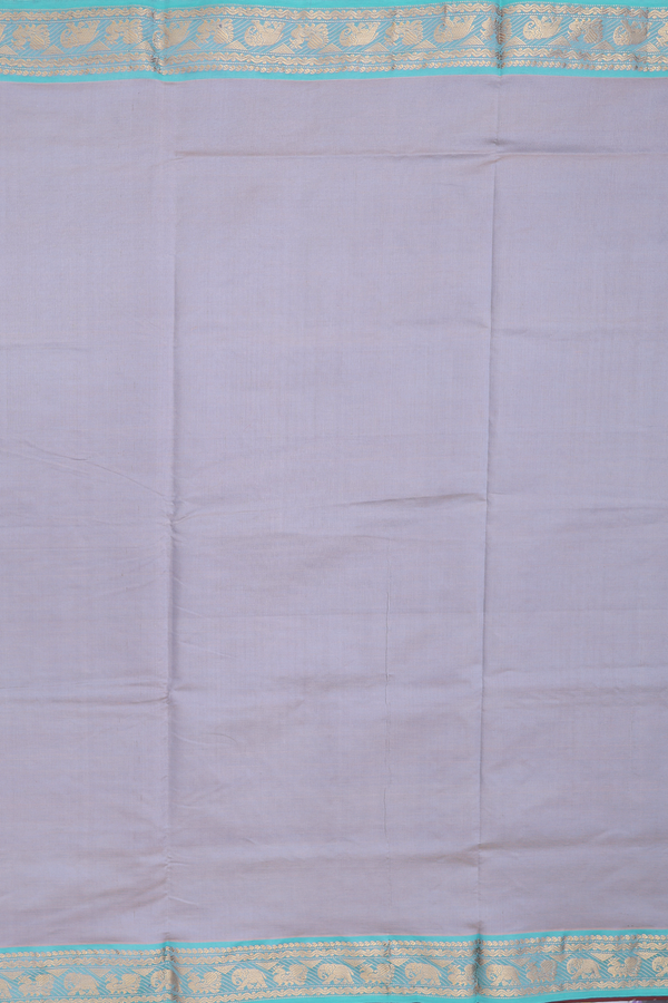 Semi Silk Cotton Saree In Grey With Contrast Border