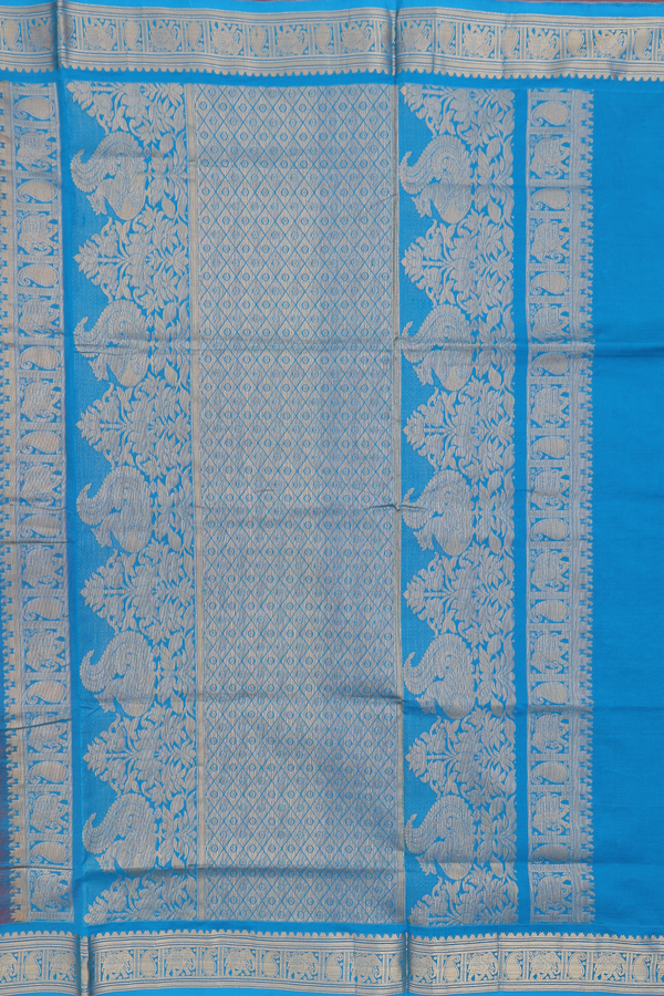 Semi Silk Cotton Saree In Orange With Contrast Border