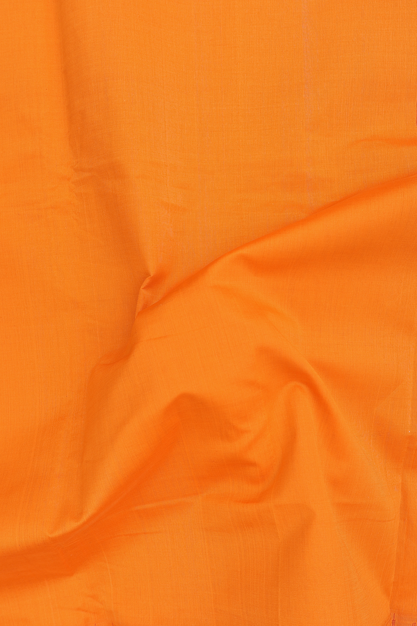 Silk Cotton Saree In Royal Orange With Contrast Border