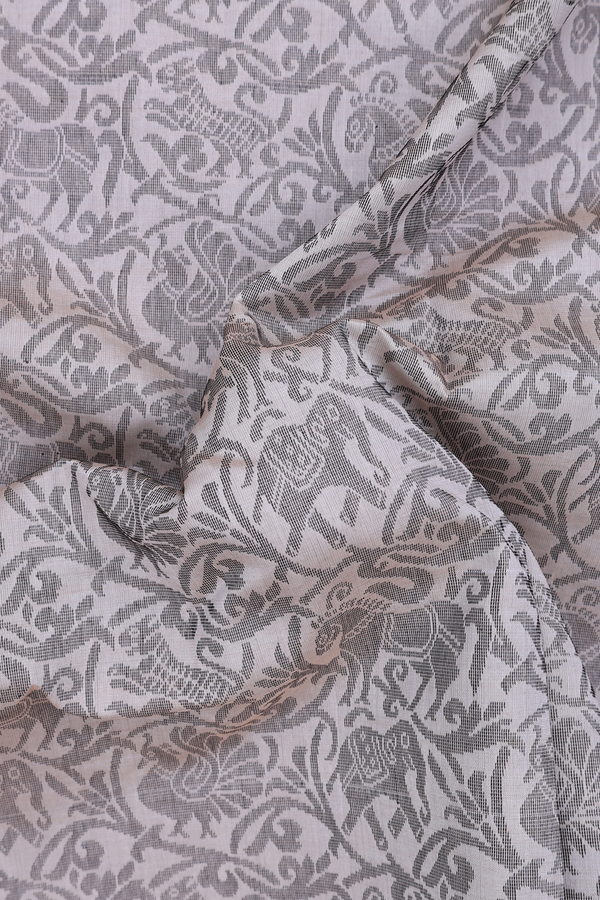 Silk Cotton Saree Cream Color With Vanasingaram Design