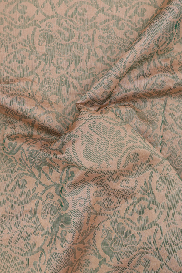 Traditional Silk Cotton Saree Brown With Vanasingaram Design