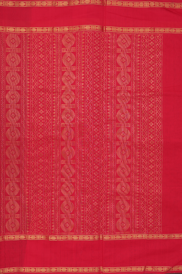 Traditional Silk Cotton Saree Green With Paisley Design