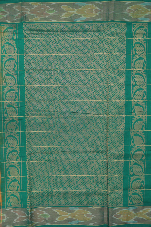 Silk Cotton Saree In Mango Yellow With Checks Design