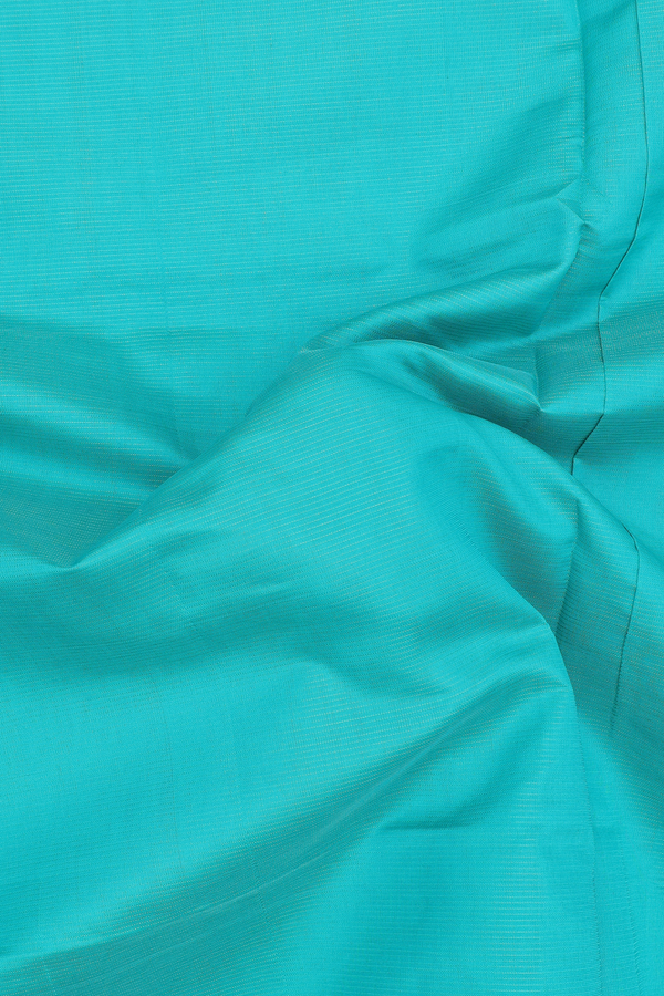 Silk Cotton Saree In Sea Green With Stripes Design