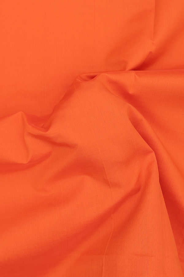 Silk Cotton Saree In Bright Orange With Contrast Border