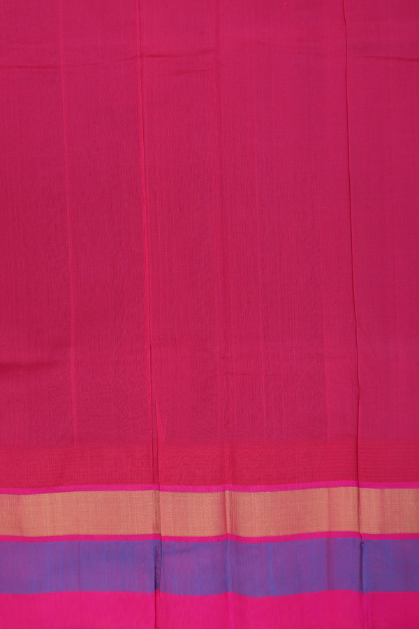 Silk Cotton Saree In Royal Blue With Contrast Border