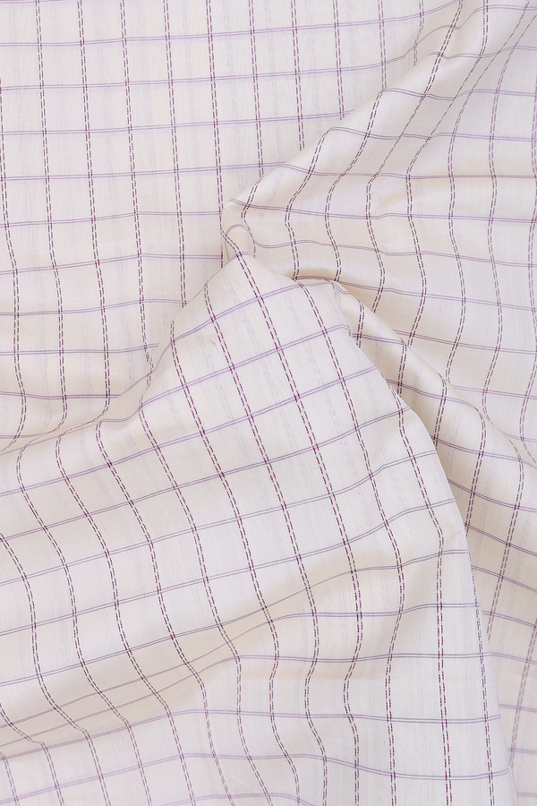 Silk Cotton Saree In Off White With Checks Design