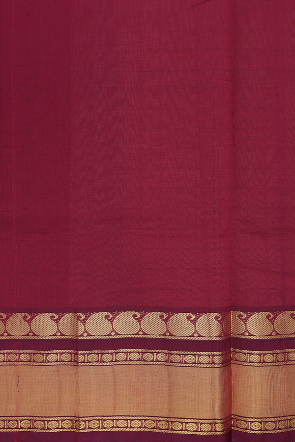 Silk Cotton Saree In Brown With Checks Design