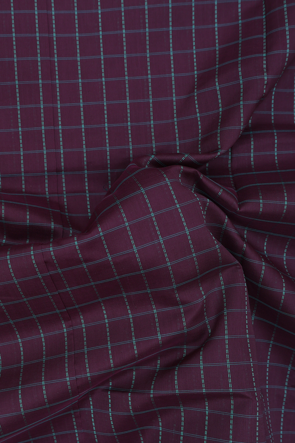 Silk Cotton Saree In Coffee Brown With Checks Design