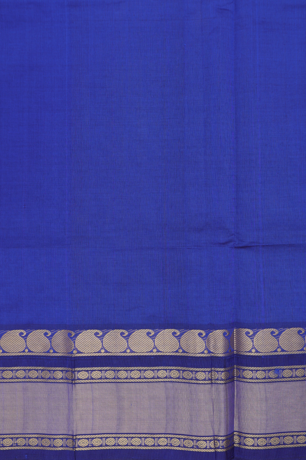 Silk Cotton Saree In Green With Checks Design