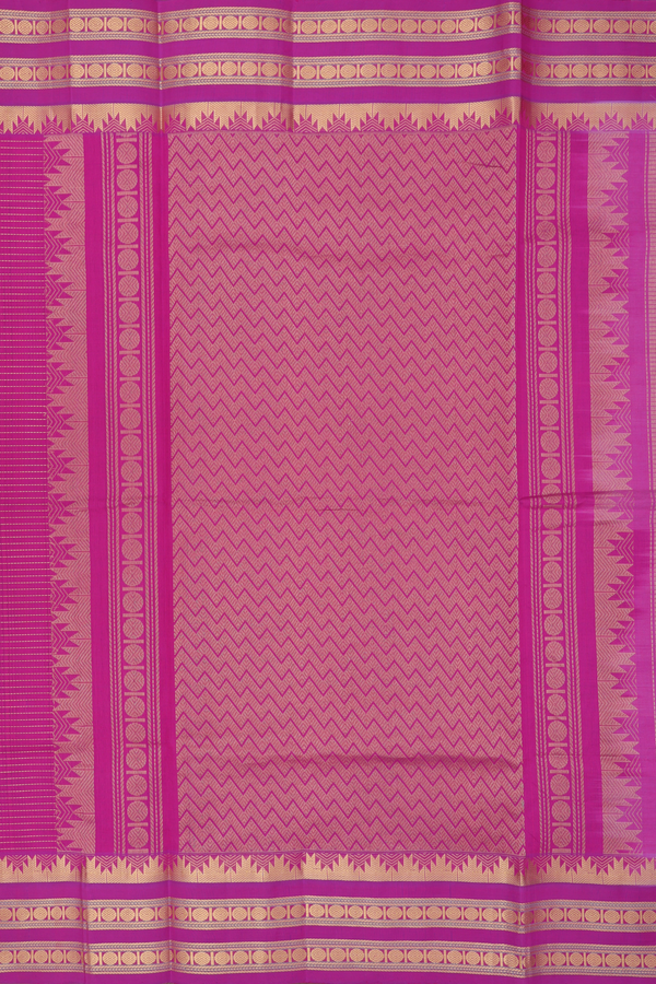 Silk Cotton Saree In Lavender With Checks Design