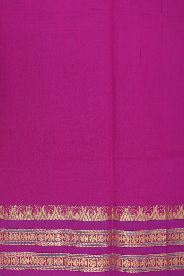 Silk Cotton Saree In Lavender With Checks Design