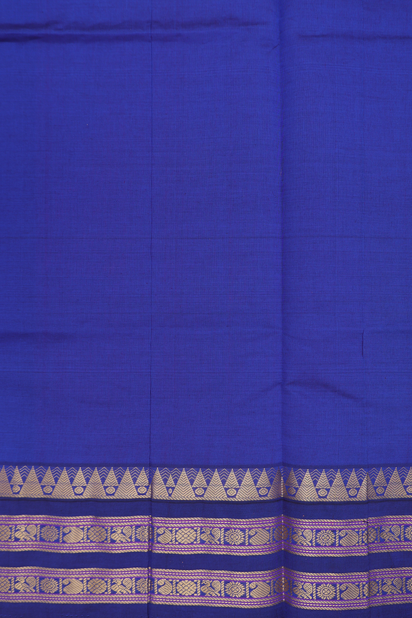 Silk Cotton Saree In Rani Pink With Checks Design