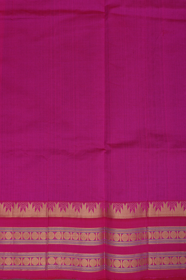 Silk Cotton Saree In Royal Blue With Checks Design