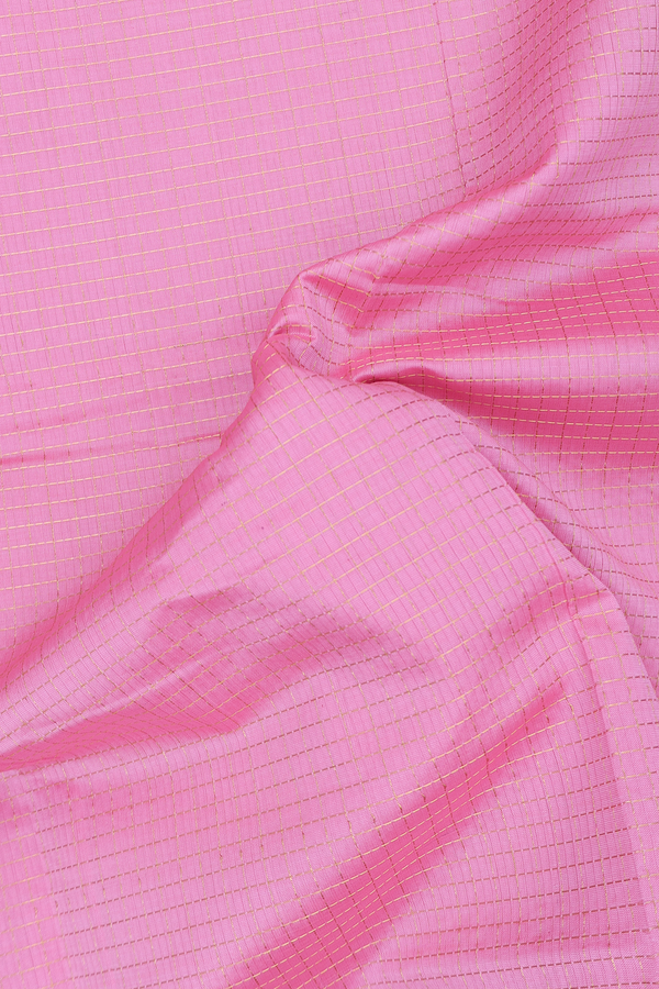 Silk Cotton Saree In Pink With Checks Design