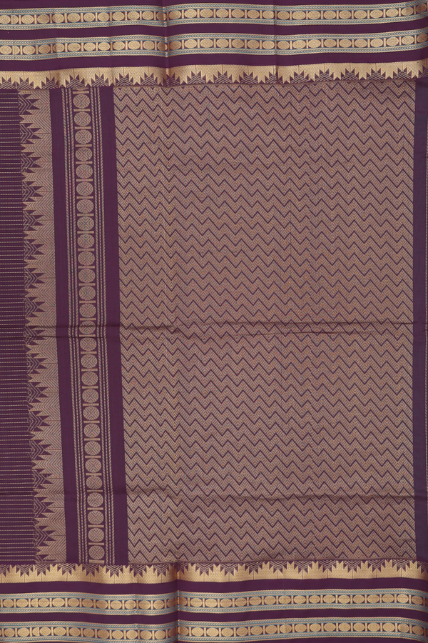Silk Cotton Saree In Green With Checks Design