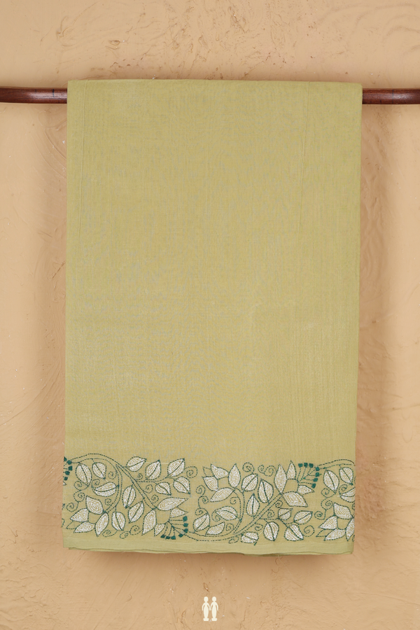 Bengal Cotton Saree In Light Yellow With Embroidered Border