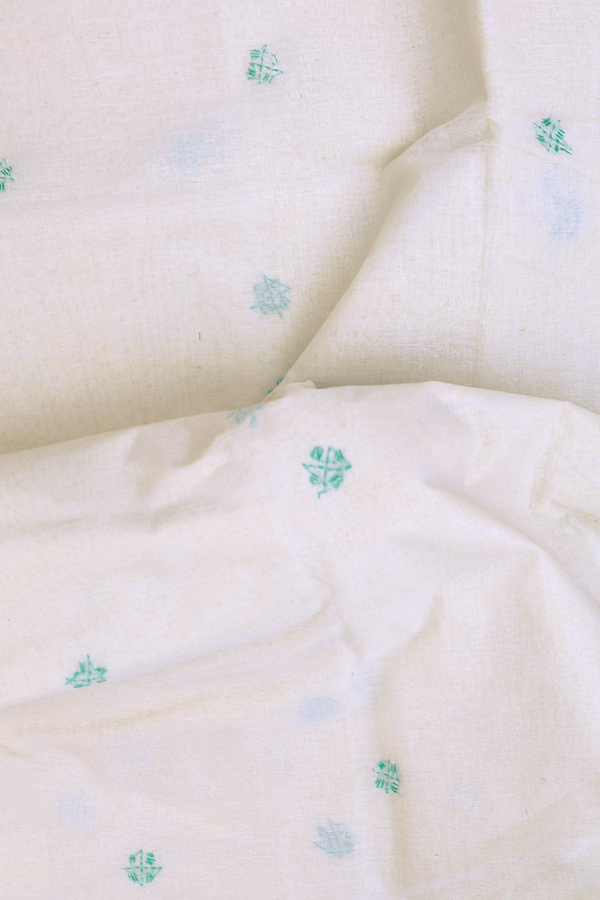 Bengal Cotton Saree In White With Embroidered Design (Test )