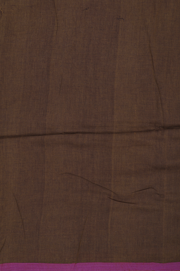 Bengal Cotton Saree In Walnut Brown With Threadwork Buttas