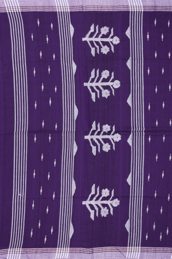 Bengal Cotton Saree In Regal Purple With Threadwork Buttas
