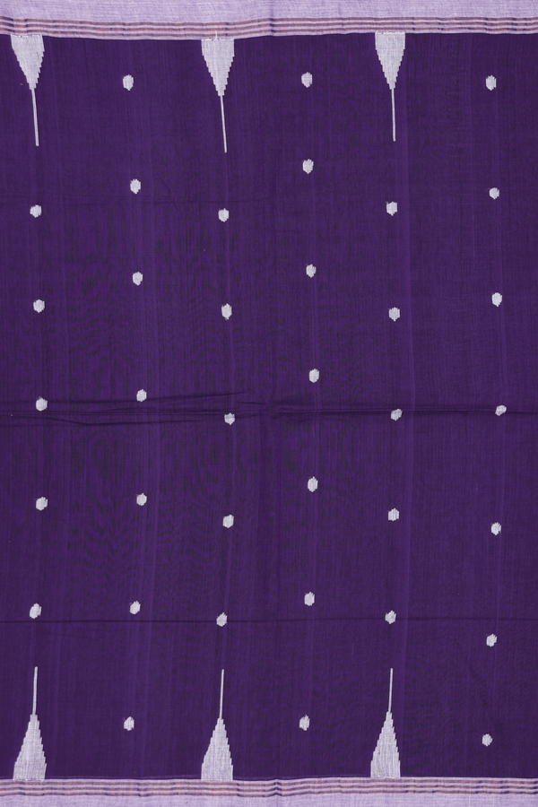 Bengal Cotton Saree In Regal Purple With Threadwork Buttas