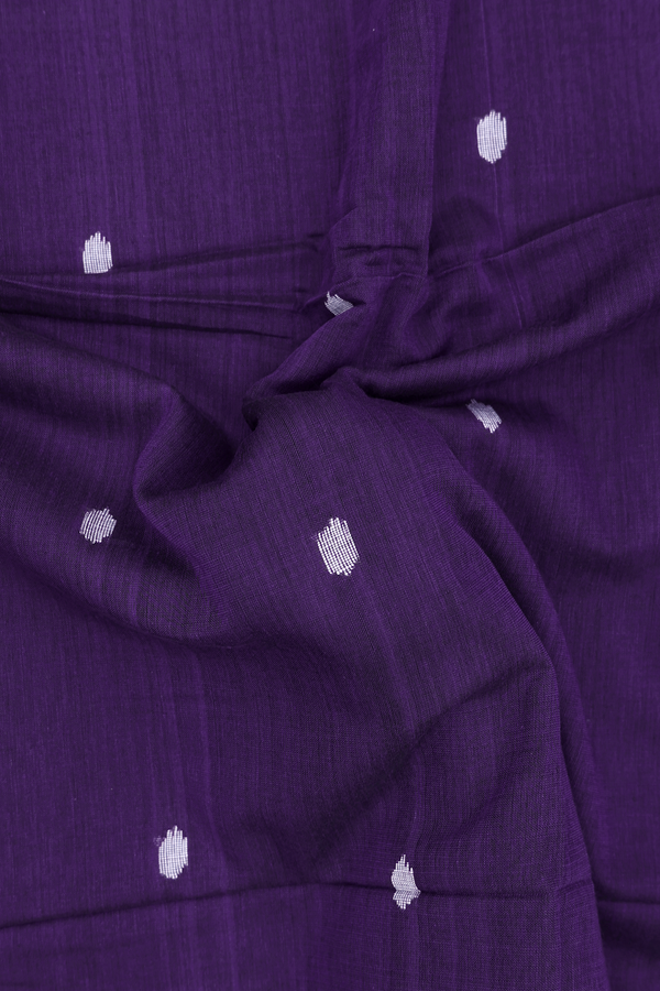 Bengal Cotton Saree In Regal Purple With Threadwork Buttas