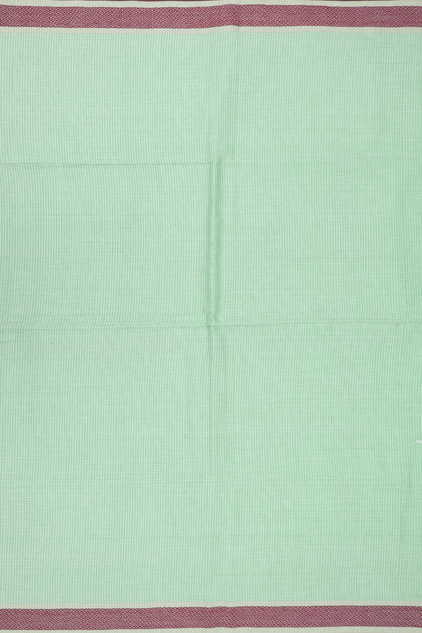 Bengal Cotton Saree In Mint Green With Checks Design