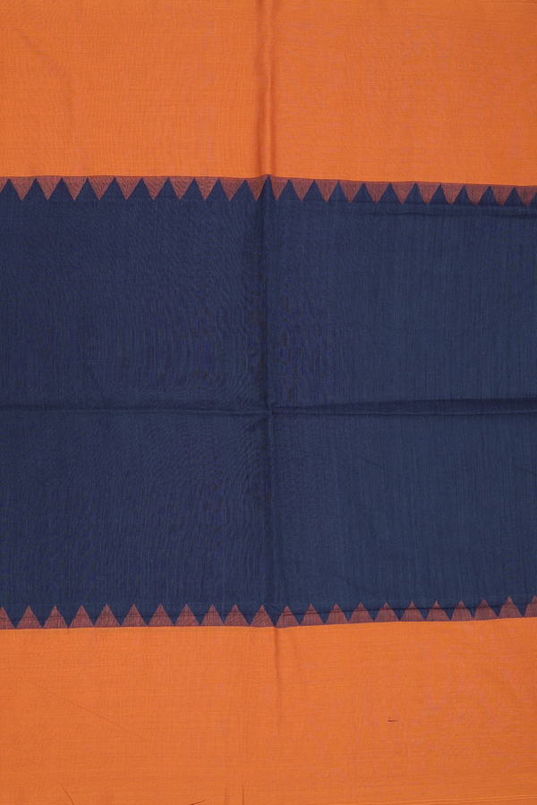 Bengal Cotton Saree In Oxford Blue With Contrast Border