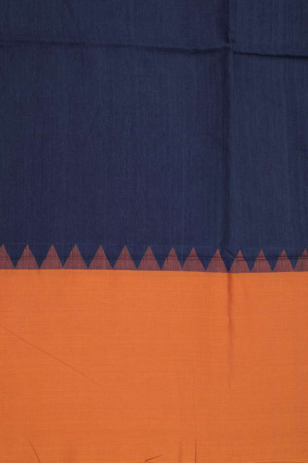 Bengal Cotton Saree In Oxford Blue With Contrast Border