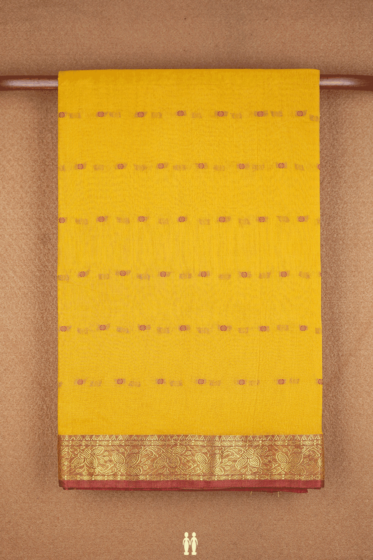 Threadwork Buttis Golden Yellow Ahmedabad Cotton Saree
