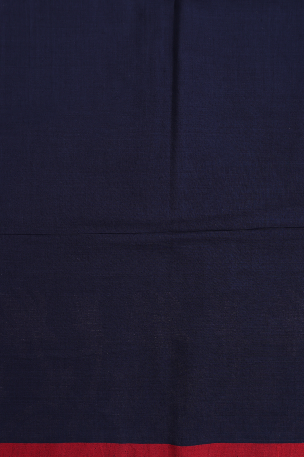 Bengal Cotton Saree In Navy Blue With Floral Border